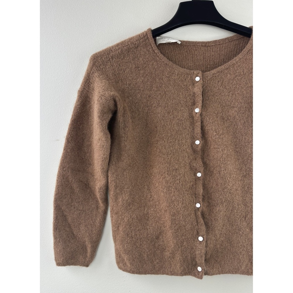 Sezane Gaspard Super Kid Mohair Baby Alpaca Cardigan Sweater Brown M Luxury - Picture 3 of 14